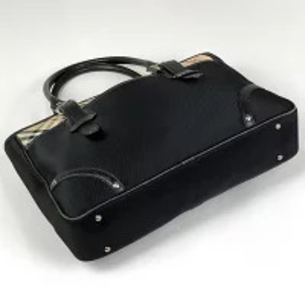 Burberry Canvas Bag Nova Black Check Tote Black